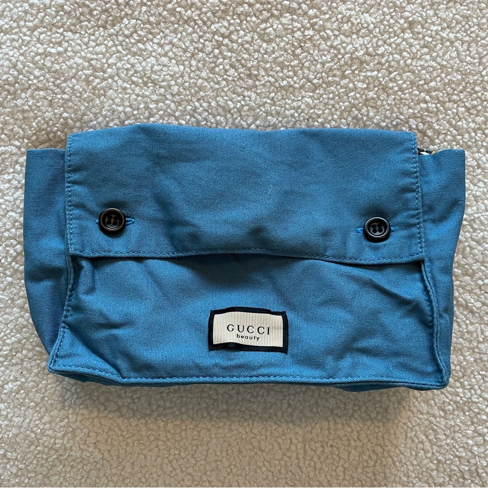 Gucci Light Blue and Yellow Patterned Pouch
